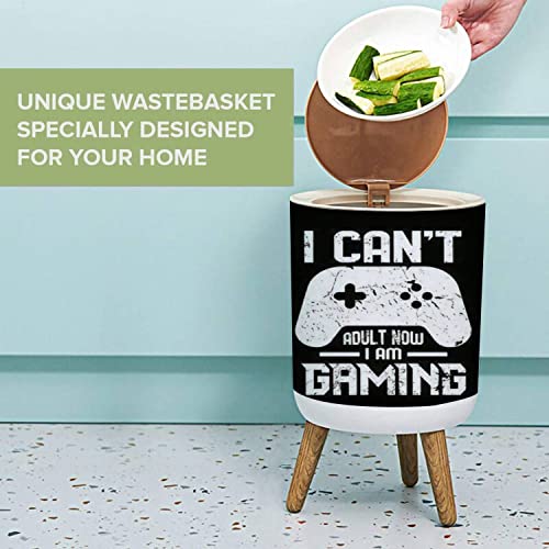Малък боклук с Капак Eat Sleep Game Repeat Типография T Shirt Print Кофа за Боклук Кръгла Кофа за Боклук Натиснете Капачката Куче Доказателство за боклук, за Кухнята, Банята, Хола 1