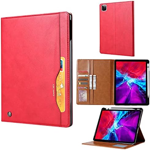 AHUOZ Tablet PC Case Чанта Sleeves Tablet Case for iPad 12.9 inch 2020 Folding Stand Cover with Auto Wake/Sleep Tablet Case Cover (Цвят : червен)