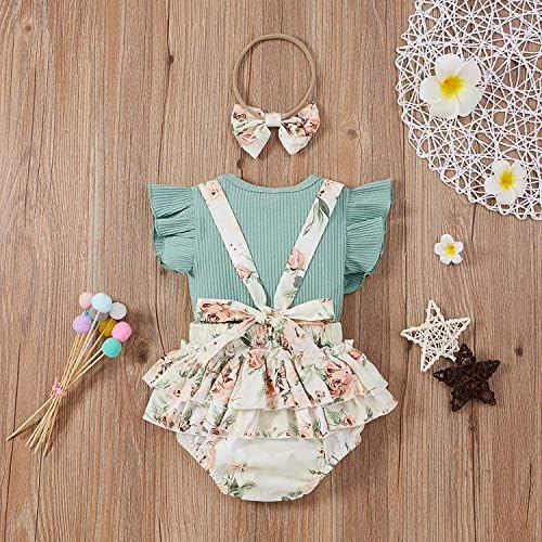 MERSARIPHY Baby Girl Summer Clothes, Baby Girl Тениски +Shorts for Girls 3pcs Бебе Момиче Outfits with Bow Headband