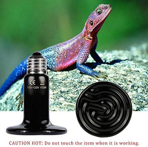 Zacro Reptile Heat Лампа 60W / 100W / 150W with One Digital Thermometer, Infrared Ceramic Heating Non-Light Lamps Emitter