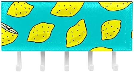 Сладко Lemon Pattern Key and Mail Holder for Walls - Закачалка за Ключове с Пощенски Организатора и 5 Куки, Залепваща Стойка за Дома, Антре, Входната врата, Офис, Кухня