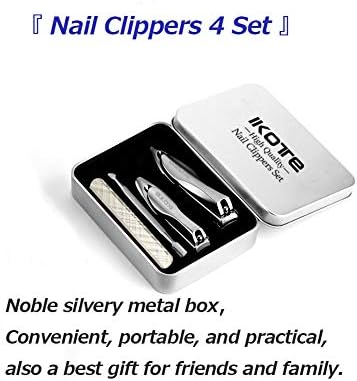 IKOTE Професионална Ножица за нокти Комплект от 4, нокторезачки и пръстите на краката с пилочками за нокти, тласкач на епидермиса и на лифт за нокти. Медицинска Неръжд?