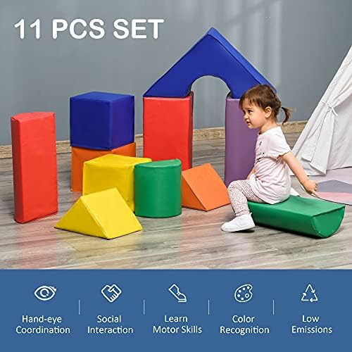 Soozier 11-Piece Kids Crawl and Climb Activity Play Set, Toddler Soft Foam Structure for Climbing, Crawling, плъзгащи