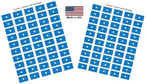 Произведено в САЩ! 100 Сомалия 1.5 x 1 Самозалепващи стикери със Световната Флага, Два листа по 50, само на 100 стикери Сомалия
