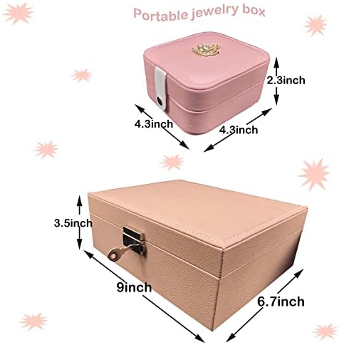NotyBeybie 2-Pack Jewelry Box Organizer for Women and Girls, Mini Travel Jewelry Case, Necklace Box Earring Jewelry Box for Women Girls Gifts