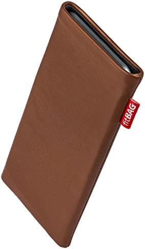 fitBAG Beat Brown Custom Tailored Sleeve for Huawei P20 Pro. Тънка кожена чанта Nappa с Вградена подплата от микрофибър за почистване на дисплея
