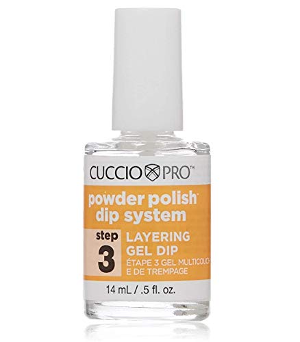 Cuccio Powder Polish Dip System Steps 2+4 Nail Base & Top Gel + Step 3 Layering Gel Duo Set 0.5 oz