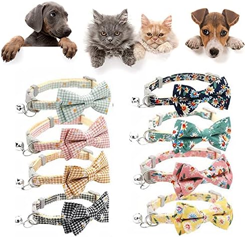 LKYADM, Cat Collar Small Floral Cat Collar Safety Fast Release Buckle with Bell Cat Collar Регулируема Cat Collar with