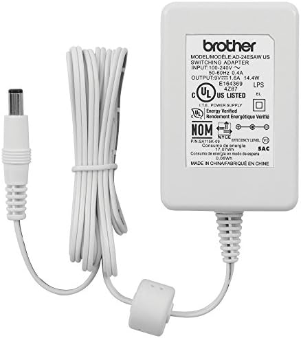 Brother Истински AD24ESAW White AC Power Adapter for Select Brother P-Touch Label Дейци, UL Listed Power Supply Charger with 4.9-foot-long Power Cord