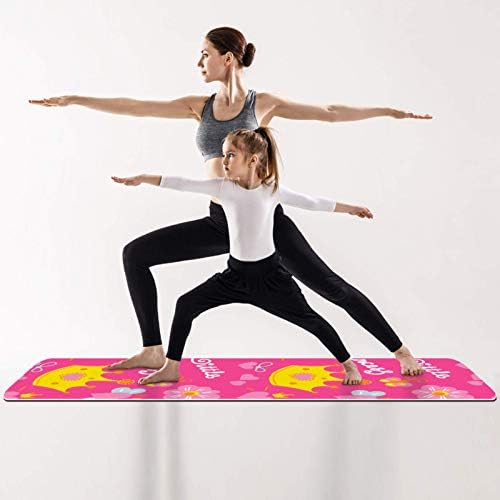 Unicey Pink Princess Crown Модел Yoga Mat Дебели Нескользящие Постелки за Йога за Жени и момичета, Подложка за упражнения