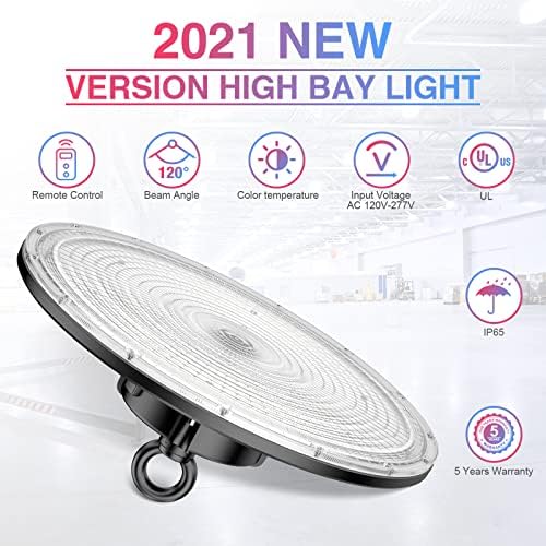 200W UFO LED High Bay Light 800W MH/ВЕЦ Еквивалент на 30,000 lm 5000K Dimmable High Bay LED Shop Light (Димер с дистанционно