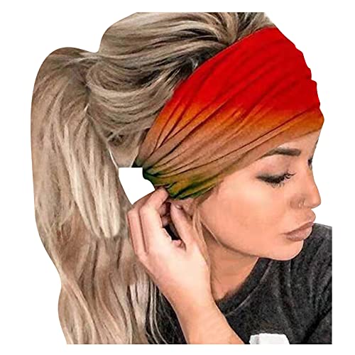 Wrap Head Headband лента за глава Разтеглив Жените Звено, Печат на Косата Кърпа лента за глава (червена, без размер)