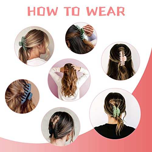 Щипки за коса - ЙОНГДА 12pcs 4.3 Inch Нехлъзгащи Large Claw Clips for Women and Girls Thin Hair Strong Hold Hair Clips Jaw Clips for Thick Hair, 12 Colors Hair Accessories