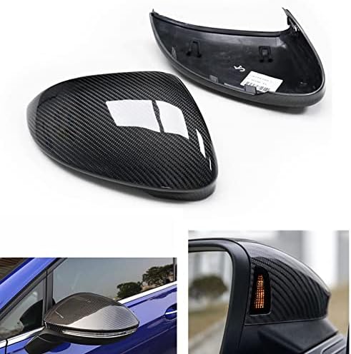 Ultifanta Car Mirror Cover Cap with Lane Assist Exterior Car Door Side Luxury Real Carbon Fiber Rearview Case for VW Golf