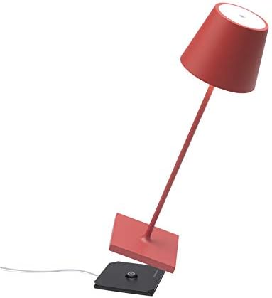 Ai Lati Светлини - Poldina Pro Dimmable LED Table lamp in Aluminum, Защита IP54, Indoor / Outdoor use, Contact Charging Base, H38cm, EU Plug - [Клас на енергийна ефективност A ++] (Бордо)