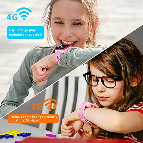 4G Watch Phone for Children, Детски Anti-Lost Smart Watch Waterproof IP67 Supports Video Chat, Messages, SOS Функция, GPS, Camera and Pedometer for Boys and Girls - Версия T5 (розов)