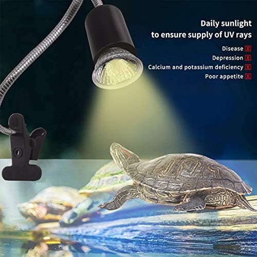 IOOTSEA Reptile Aquarium Heat Lamp Turtle Lights with Clip, 2 UVA UVB Bulbs (50W) Basking Lamp Adjustable Holder, Пет
