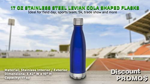Бутилка за вода във формата на бутилка Кола - на 17 унции От Неръждаема стомана Levian Flasks - 6 pack - Стилен дизайн и изолация с двойни стени - Синьо
