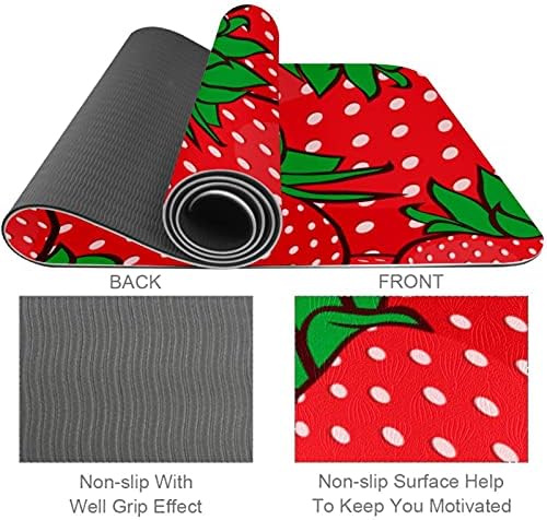 Siebzeh Summer Strawberries Pattern Red Premium Thick Yoga Mat Eco Friendly Rubber Health&Fitness Non Slip Mat for All