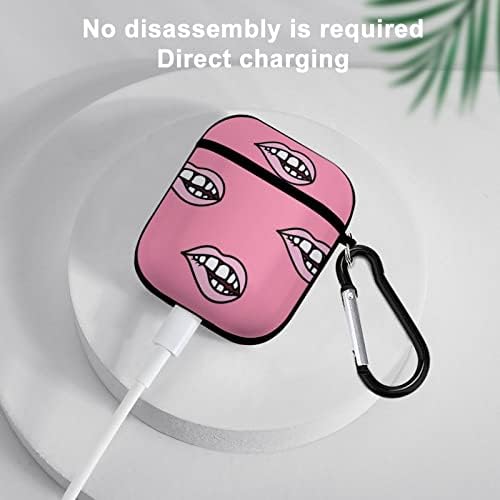 Airpods Case Pink Teeth and Lips Pattern Airpod Hard Case Cover Капаци за Слушалки Apple Airpods1 Airpods2