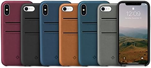 Twelve South Поза Leather Case for iPhone XS / iPhone X | Hand Burnished Wallet Leather Shell (черен)