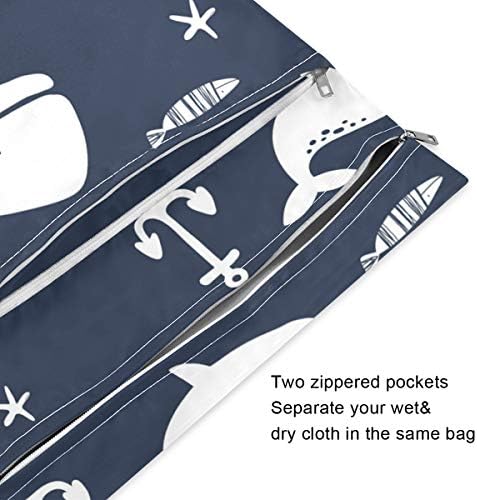 KEEPREAL Сладко Кит Wet Dry Bag for Cloth Diaper&Swimsuit,Travel&Beach - Водоустойчив Мокри чанти - идеални за Мокри дрехи, тоалетни принадлежности, 2 опаковки