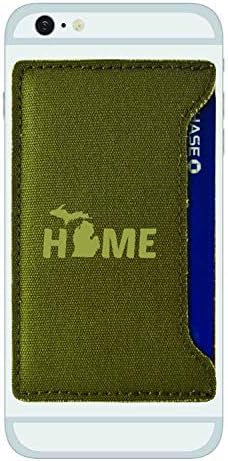 Michigan Durable Платно Cell Phone Card Holder-Home State-Olive