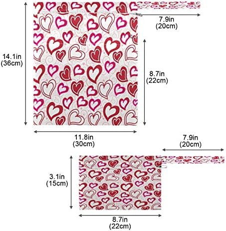 xigua Valentine ' s Day Hearts and Spirals Wet Dry Bag, Водоустойчив Множество Чанта За Съхранение на Пелените с Дръжка