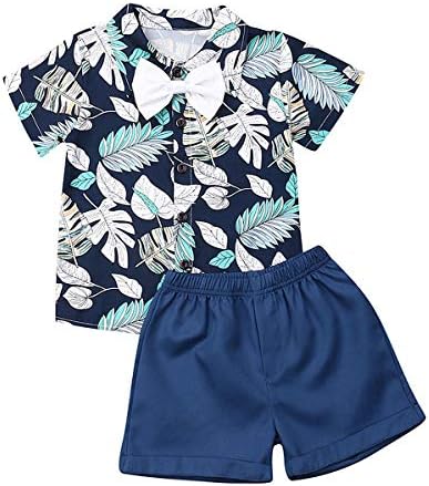 Бебе Момченце Децата Лято Цветна Риза Блуза, Блузи Коригиращи + Къси Панталони Бермуда Комплект Дрехи
