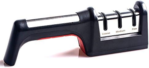 Lockay Острилка за прави и назъбени ножове - 3-степенна Керамични и Диамантена система за заточване, черно и Червено