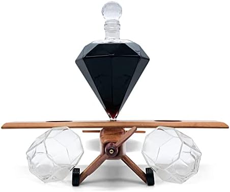 Изработени Класически Diamond Графинный Комплект със Стойка за Авиационни Чаши за вино, Класически Уиски, бърбън, Вино,