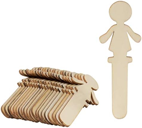 Пръчици за Бродерия - 100-Pack Дървени Пръчици за Бродерия във Формата На Хора, 5,8 x 2 x 0,1 инча Мъжки и женски Дървени