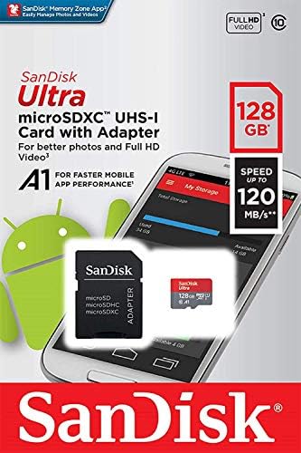 Ultra 128GB microSDXC Работи за HTC Tyn Plus Проверени SanFlash и Пясък (A1/C10/U1/8k/120MBs)