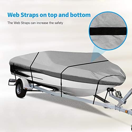NEXCOVER Boat Cover, Водоустойчиви Калъфи за тежки лодки Trailerable Runabout Boat Cover Fit V-Hull, TRI-Hull, Pro-Style,