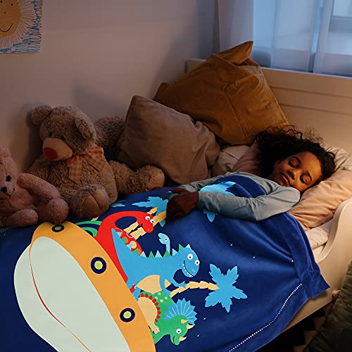 Cloele Бебе Динозавър Blanket - Blue Space Blanket for Kids Ultra Soft 36 x 48 Inch Baby Sleep Blanket - Plush Nap Blanket Fleece Flannel Хвърли Blanket for Newborns Crib Toddler Bed Baby Boy Blanket