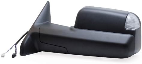 Fit System Странично буксировочное огледало на водача за Dodge Ram 1500, 2500, 3500 Код (GPD), флип-надолу глава Текстурирани черно, Сгъваем, С подово захранване