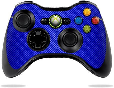 MightySkins Skin е Съвместим с контролера на Xbox 360 на Microsoft - Blue Carbon Fiber | Защитен, здрав и уникален винил