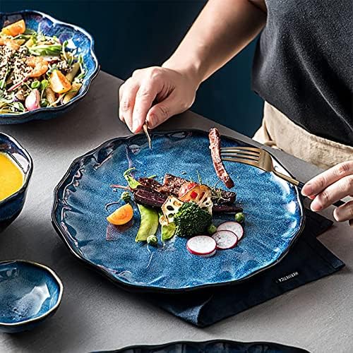 Ralsko Stoneware Dinnerware Sets, 18 Pieces Round Modern Colored Porcelain Reactive Glaze Dinner Salad Plate Cereal Bowl,