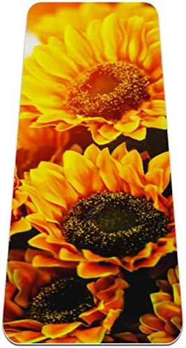 Unicey Vintage Floral Sunflowers Sunset Yoga Mat Thick Non Slip Yoga Mats for Women&Girls Exercise Soft Mat Pilates Mats,(72x24