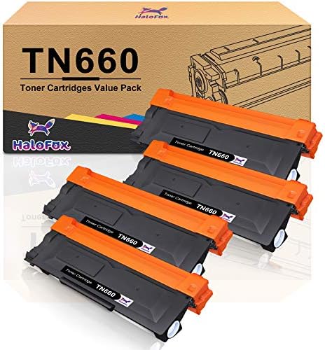 Съвместим с HaloFox тонер касета за Brother TN660 TN-660 TN-630 TN630 за Brother MFC-L2700DW HL-L2300D HL-L2360DW HL-L2320D HL-L2340DW HL-L2380DW DCP-L2540DW MFC-L2740DW принтер (черен, 4 опаковки)