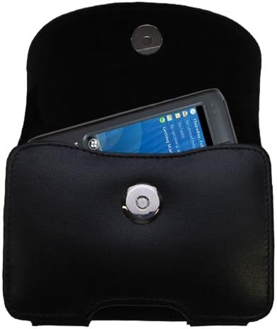 Gomadic Belt Mounted Leather Case Custom Designed for The Socket SoMo 655 655RX 655DXS - Черен цвят с подвижна скоба
