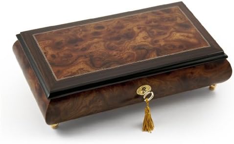Елегантна класическа дървена музикална ковчег с ключ - Много песни по избор - Време за сбогом (Con te Partiro)