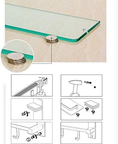 Zwj Душ етажерка Кът и баня със стъклен рафт багажник пространство Алуминий съвременно закалено стъкло рафтове за Монтиране на стена пробиване 24 инча xindekaishi720 (цвят :