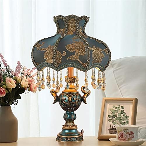 SSMDYLYM европейски стил настолна лампа Спалня нощни настолна лампа Атмосфера, топъл и творчески модерен романтичен къща (Цвят : A, размер : 56x39cm)