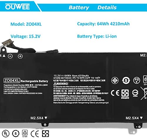 OUWEE ZO04XL Батерия за преносим компютър Съвместима с HP ZBook Studio G3 G4 Мобилна Работна Станция Серия ZO04 ZO06 ZO06XL 808396-421 808450-001 HSTNN-CS8C HSTNN-C88C HSTNN-LB6W 15,2 V 64Wh