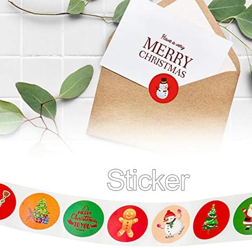 Xiaoling Коледа Stickers Roll, 500Pcs Коледа Envelope Sealing Sticker Labels, Round Коледа Pattern Decoration Sticker, for Greeting Card, Flower Bouquets, Parcels, Candy Bags