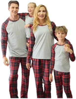 Подходящи Празнични Пижами за Семейство,Весела Коледа Пижами и Комплекти Червени Ризи Панталони Loungewear Outiftcomfy