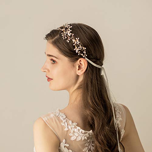 Oriamour Bridal Headpieces Flower Design With Pearls Gold Wedding Headbands Hair Лози Brides For