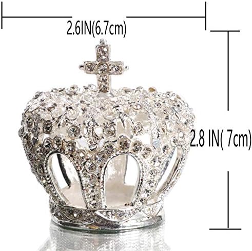 Waltz&F Diamond Hollow Crown Metal Ring Holder Jewelry Box with White Crystals Pived Trinket Box Собственоръчно Table