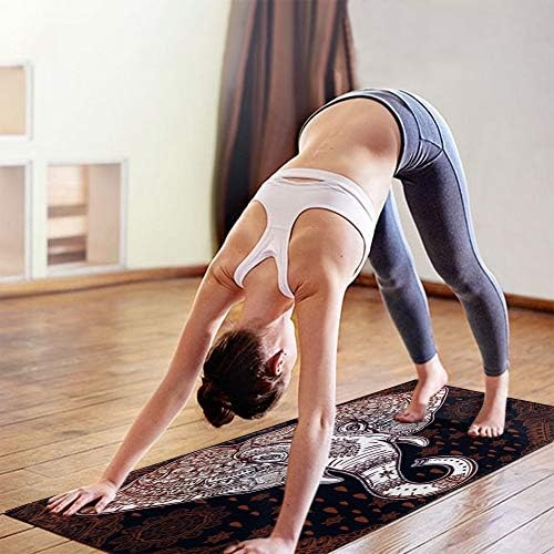 CHARMHOME Print Yoga Mat Retro India Етно Elephant Decorative Pattern Non-Slip Exercise Mat 72x24 Inch Floor Pilates Workout